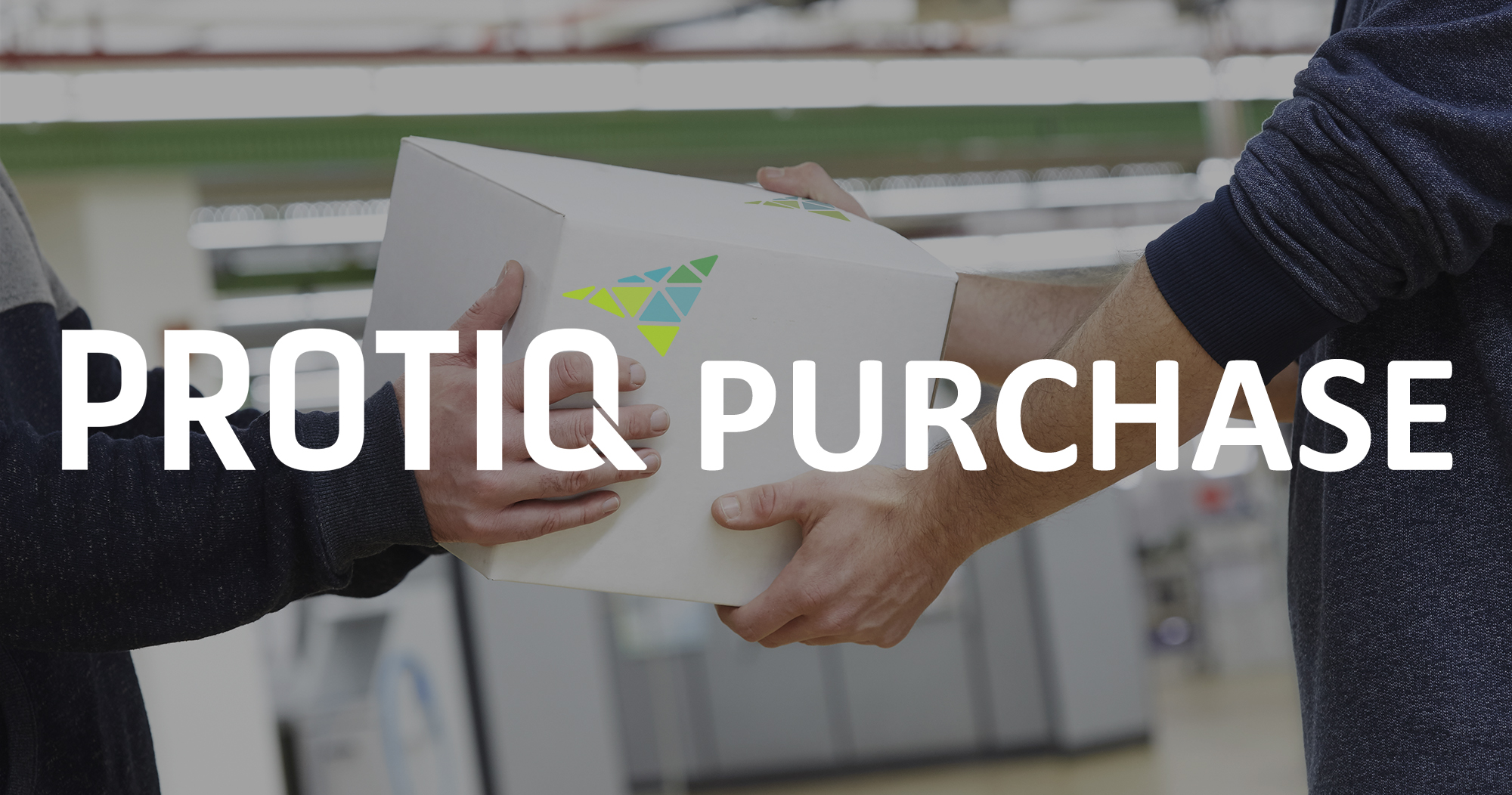 One person hands a package to another person